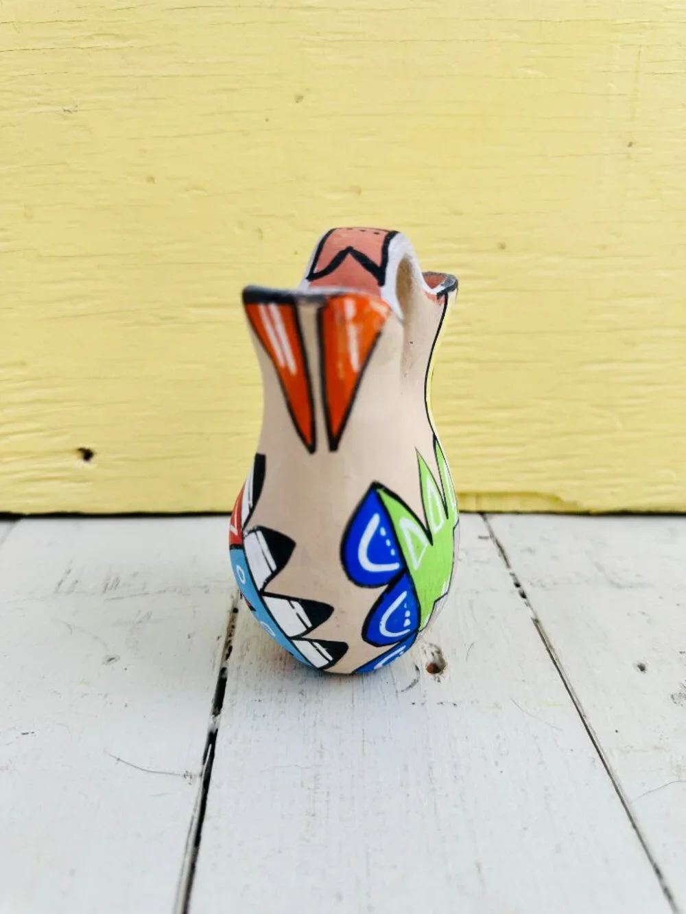 Vintage 60s Hand-Painted Jemez Pueblo pottery wedding vase, geometric designs - Picture 3 of 11